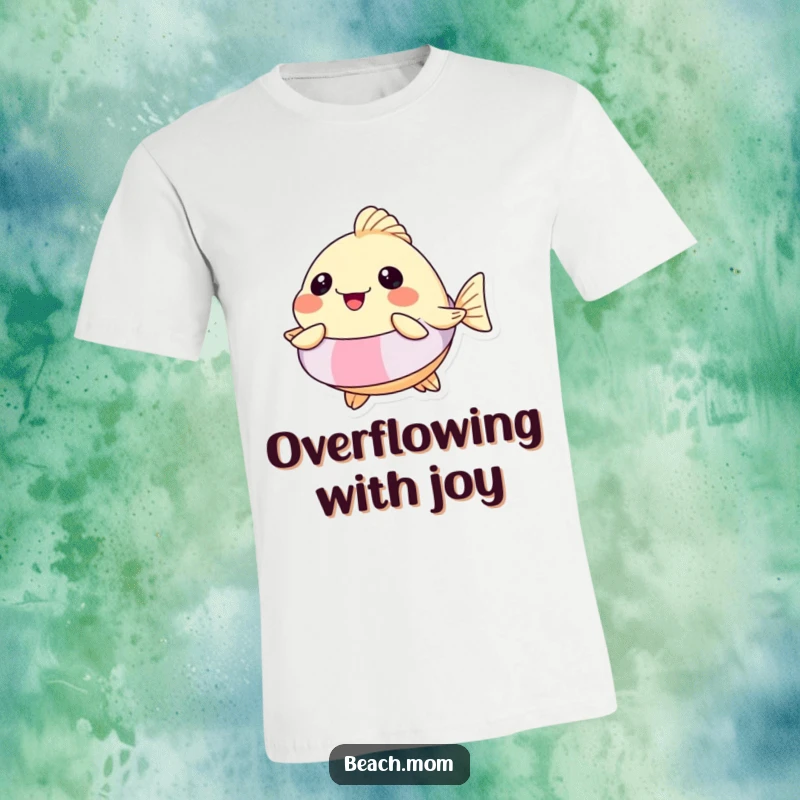 Funny Pufferfish Floatie T-Shirt: A cheerful pufferfish in a floatie, inflated with funny joy, designed for ultimate water fun.