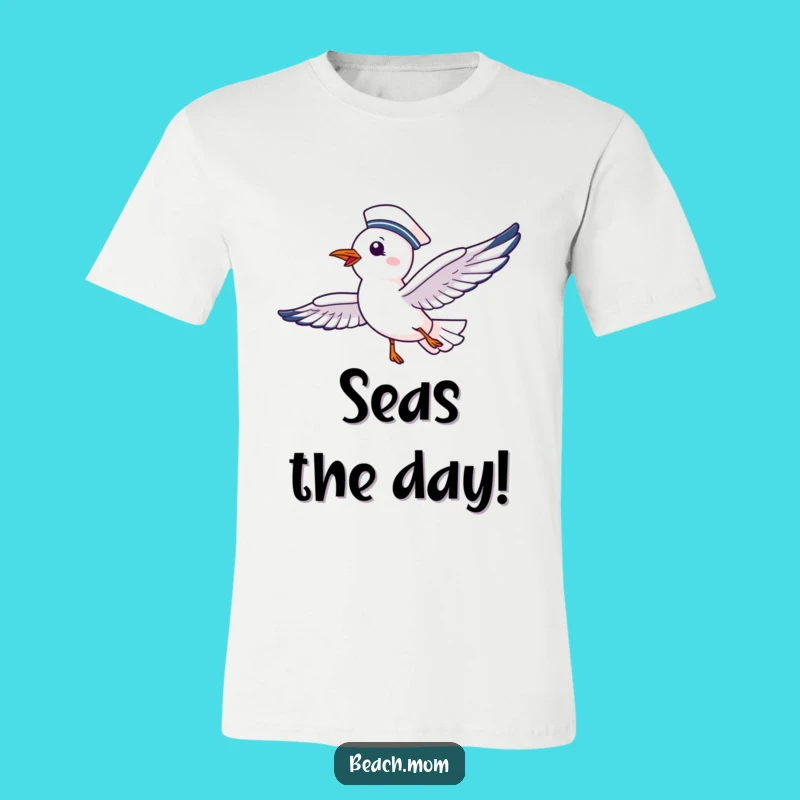 Funny Seagull Sailor T-Shirt: Delighted Bird Soaring Happily