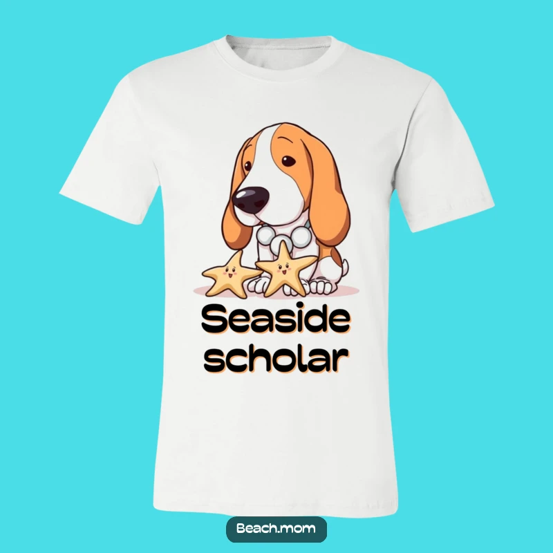 Funny Basset Hound Beach Explorer T-Shirt - Curious Dog Tee