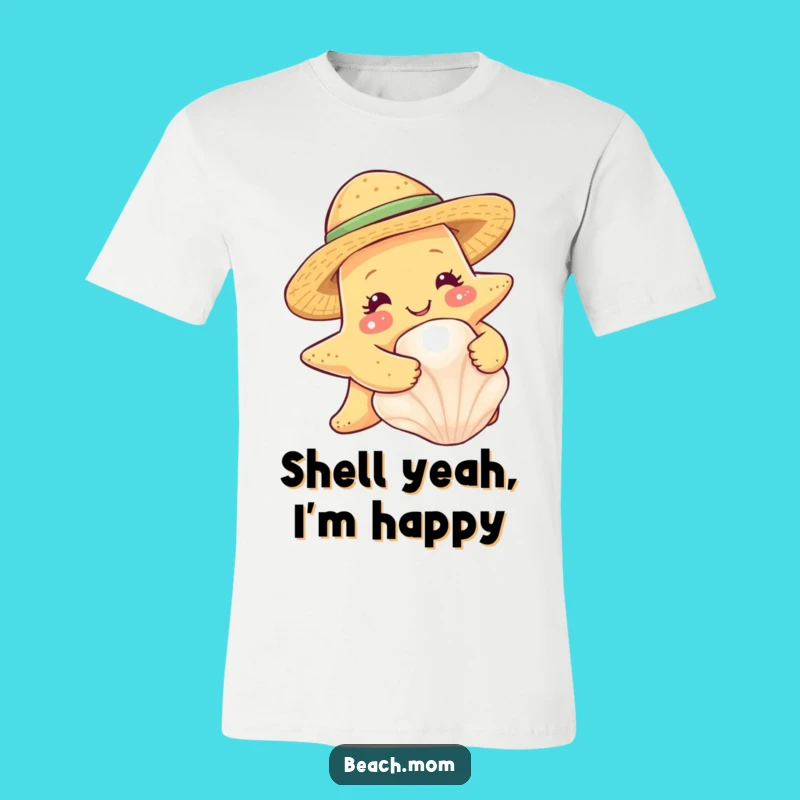 Funny Starfish Seashell Hug T-Shirt - Adorable Straw Hat Beach Tee Gift