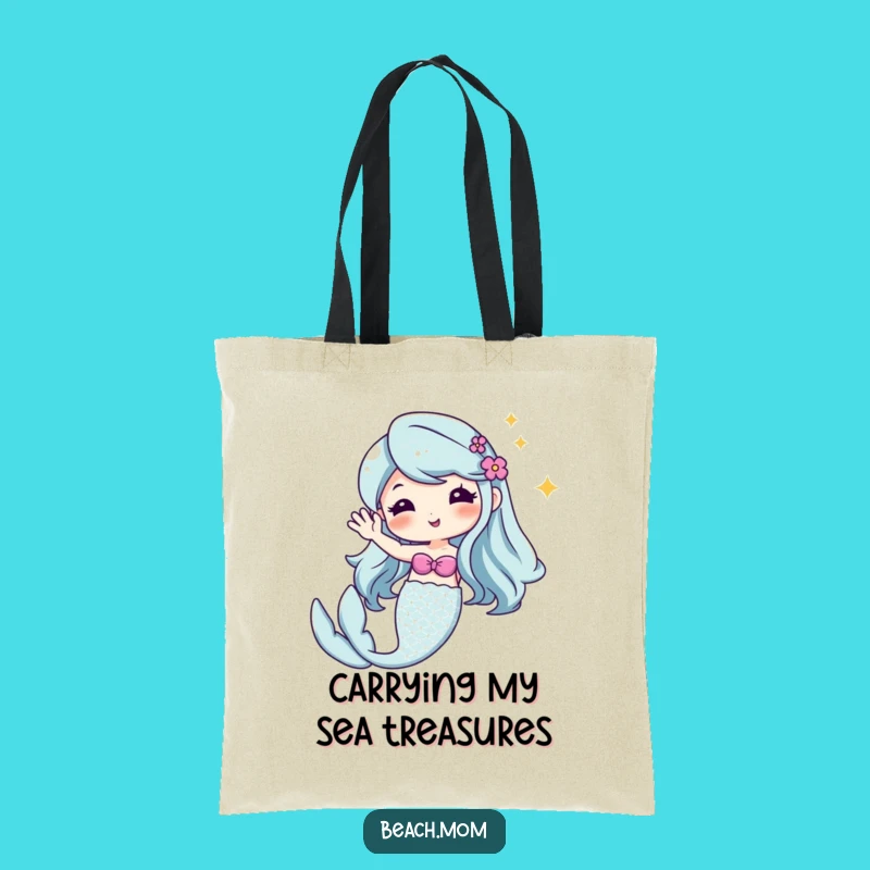 Funny Kawaii Mermaid Tote Bag - Cute Cartoon Accessory with Sparkling Tail