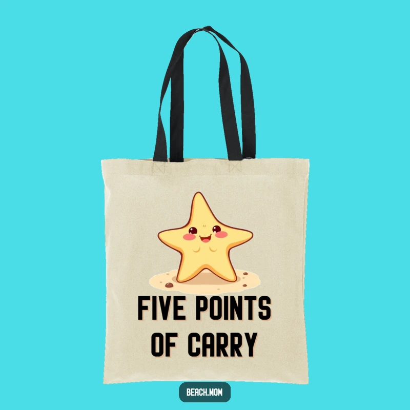 Funny Starfish Cartwheel Tote Bag: Energetic Beach Character Funny Gift