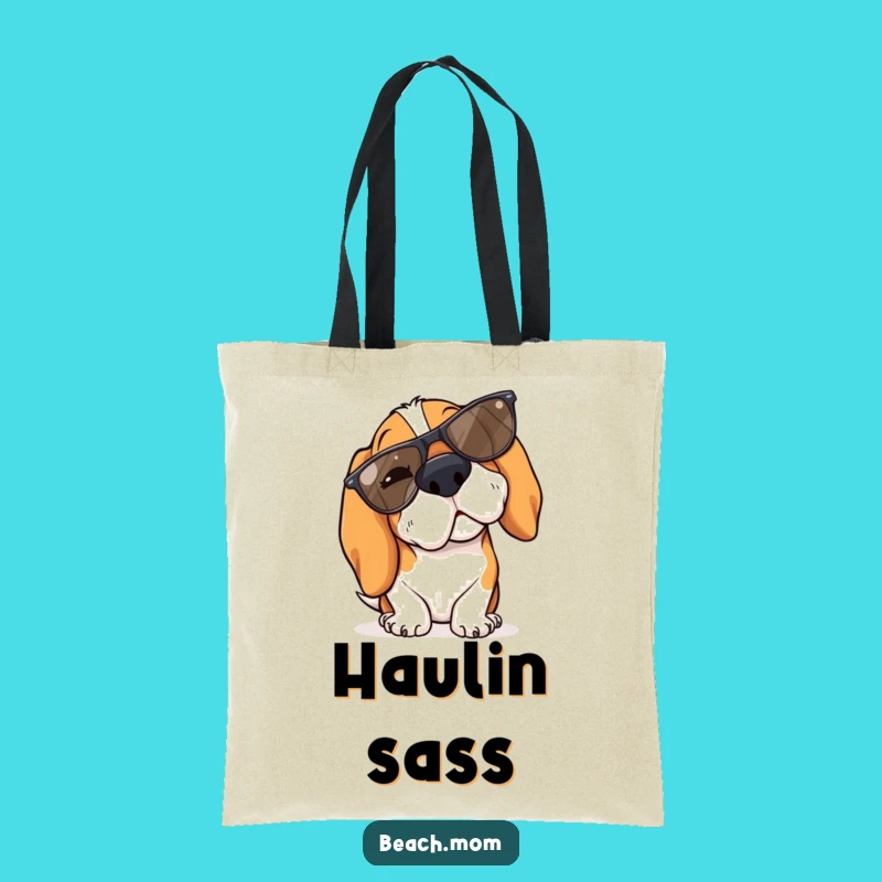 Funny Basset Hound Winking Sunglasses Tote Bag - Cool Beach Accessory Gift
