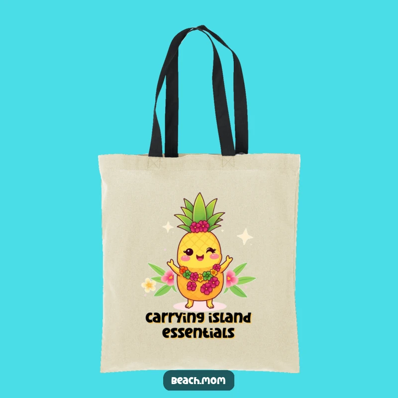 Funny Kawaii Pineapple Tote Bag - Tropical Cartoon Accessory for Beach Trips