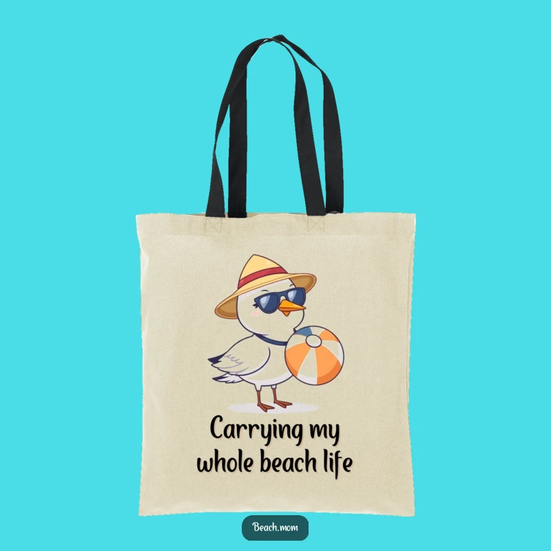 Funny Seagull Beach Ball Tote Bag - Chic Sun Hat Sunglasses Carryall Gift