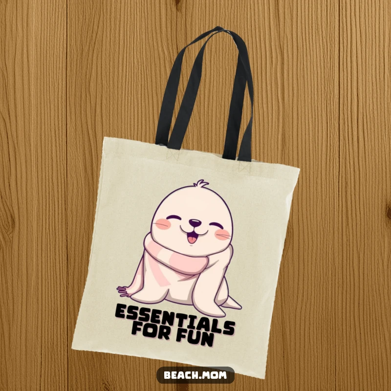 Funny winking seal with a beach towel, perfect for a humorous and functional tote bag for everyday use.