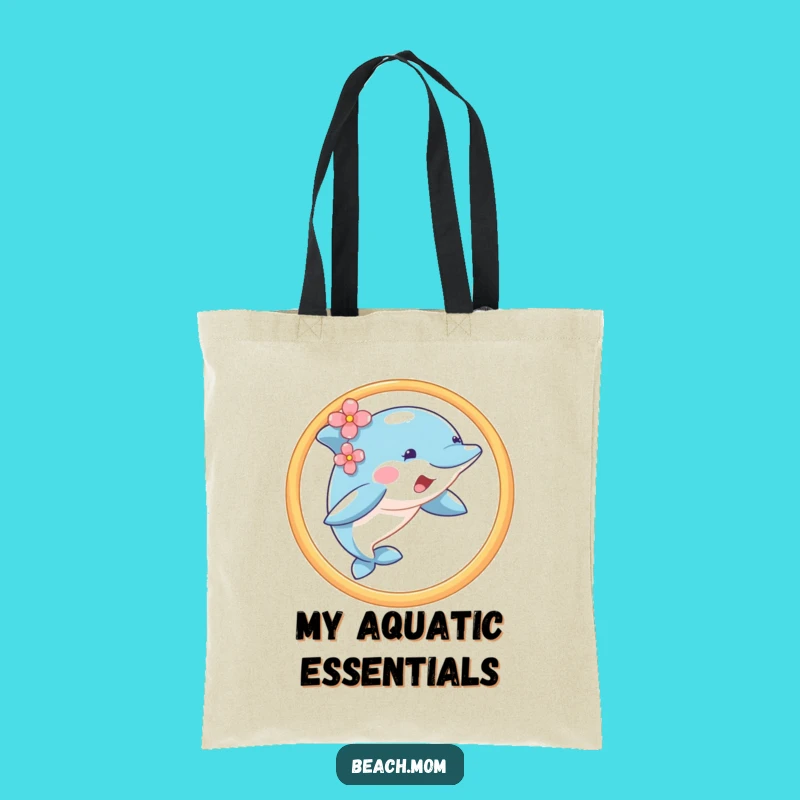 Funny Dolphin Hoop Jump Tote Bag - Playful Flower Ear Carryall Gift