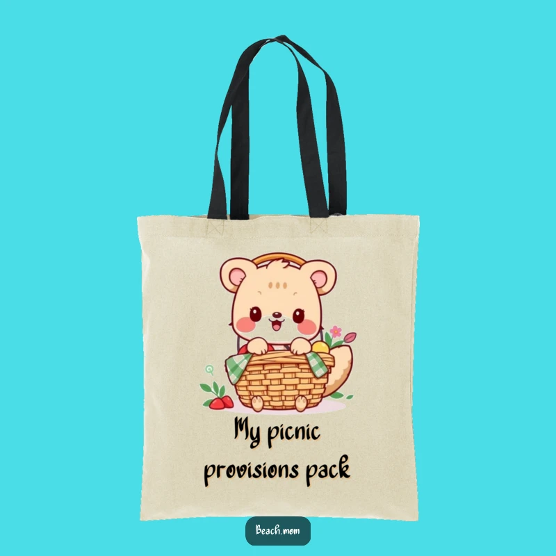 Funny Picnic Basket Tote Bag, Excited Animal, Perfect Gift for Outdoor Feasts