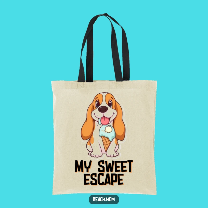 Funny Basset Hound Ice Cream Tote Bag: Sweet & Spacious Carry-All Gift
